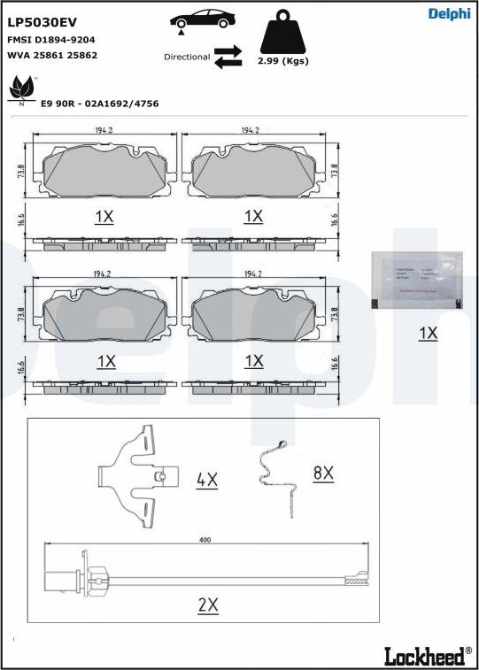 Delphi LP5030EV - Jarrupala, levyjarru inparts.fi