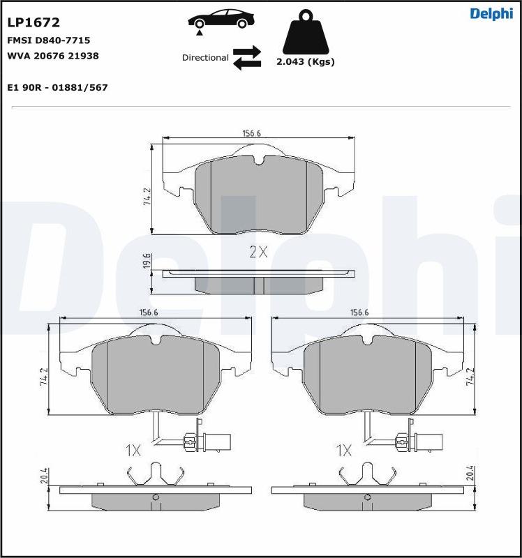 Delphi LP1672-17B1 - Jarrupala, levyjarru inparts.fi