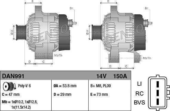 Denso DAN991 - Laturi inparts.fi