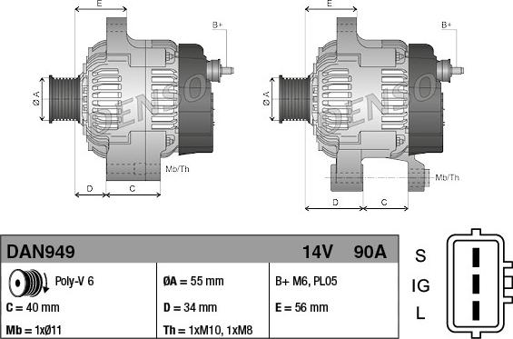 Denso DAN949 - Laturi inparts.fi