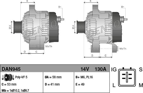 Denso DAN945 - Laturi inparts.fi