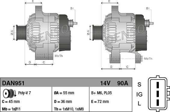 Denso DAN951 - Laturi inparts.fi