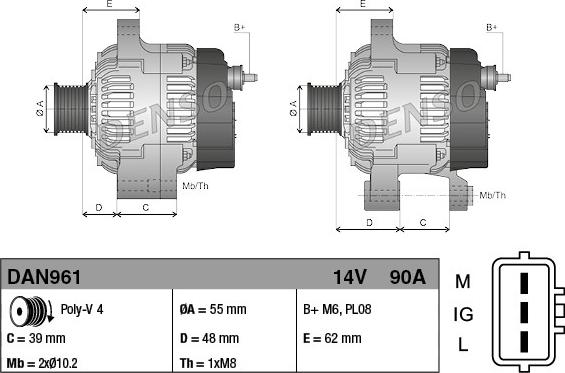 Denso DAN961 - Laturi inparts.fi