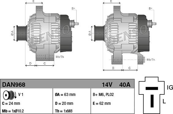 Denso DAN968 - Laturi inparts.fi