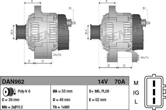 Denso DAN962 - Laturi inparts.fi