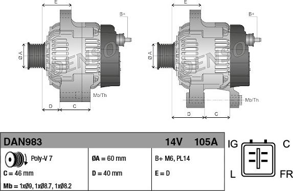 Denso DAN983 - Laturi inparts.fi