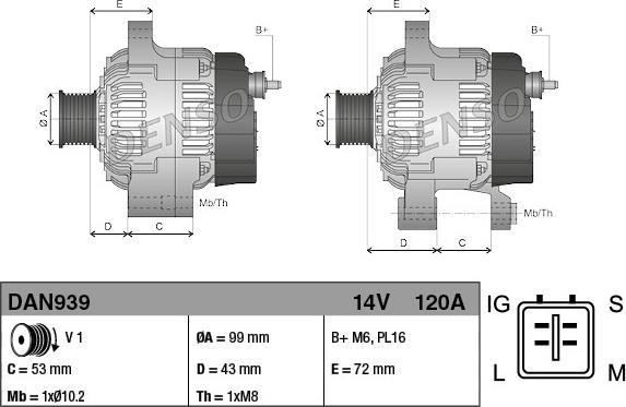 Denso DAN939 - Laturi inparts.fi