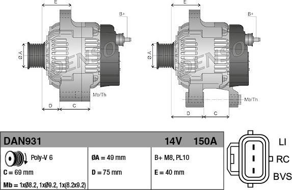 Denso DAN931 - Laturi inparts.fi