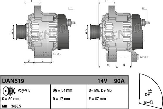 Denso DAN519 - Laturi inparts.fi