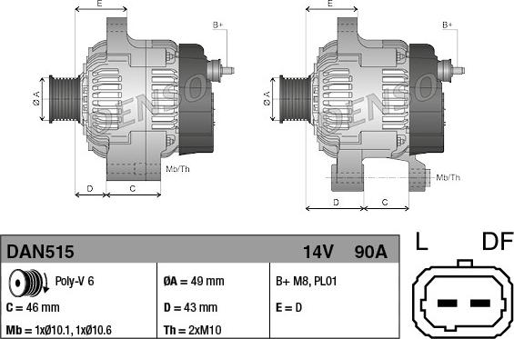 Denso DAN515 - Laturi inparts.fi