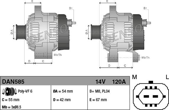 Denso DAN585 - Laturi inparts.fi