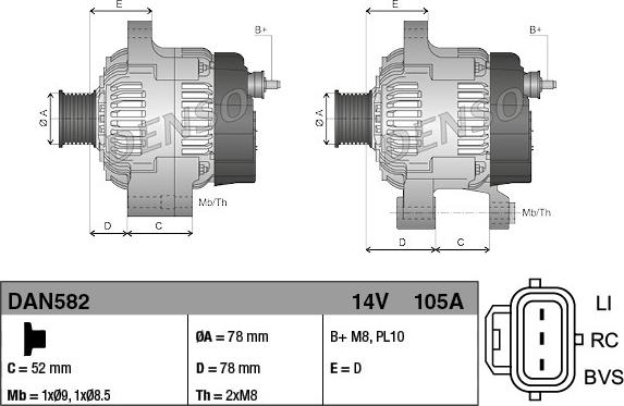 Denso DAN582 - Laturi inparts.fi