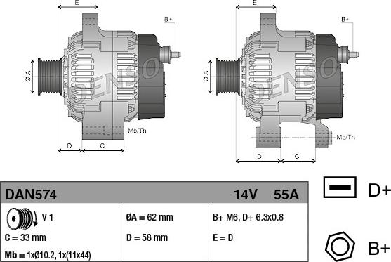 Denso DAN574 - Laturi inparts.fi