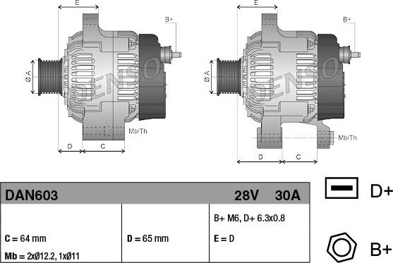 Denso DAN603 - Laturi inparts.fi