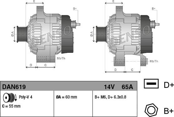 Denso DAN619 - Laturi inparts.fi