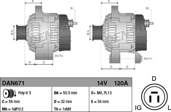 Denso DAN671 - Laturi inparts.fi