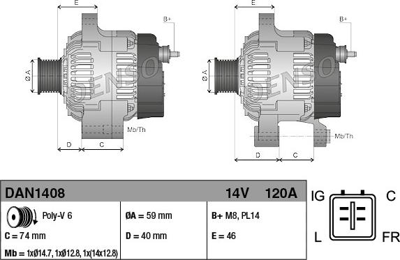 Denso DAN1408 - Laturi inparts.fi