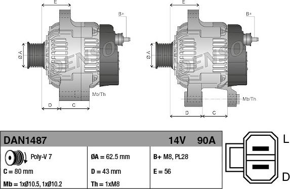 Denso DAN1487 - Laturi inparts.fi