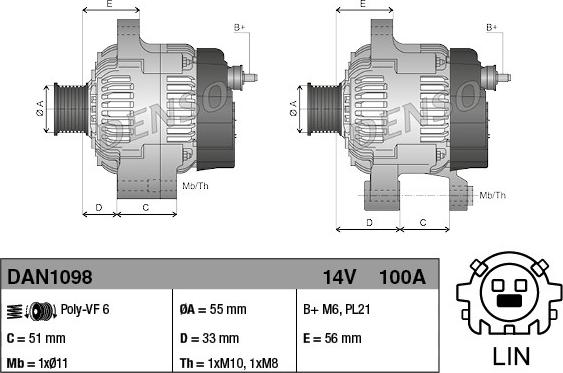 Denso DAN1098 - Laturi inparts.fi