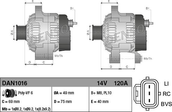 Denso DAN1016 - Laturi inparts.fi