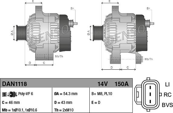 Denso DAN1118 - Laturi inparts.fi