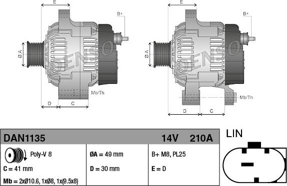 Denso DAN1135 - Laturi inparts.fi