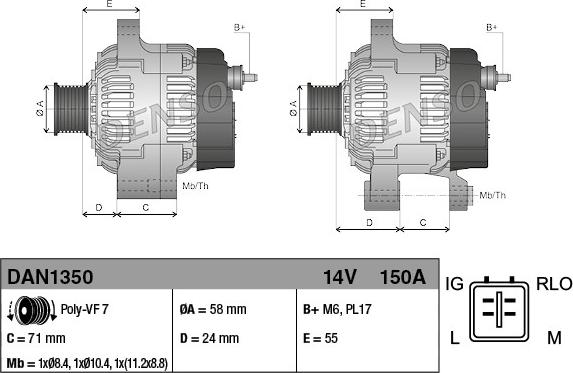 Denso DAN1350 - Laturi inparts.fi