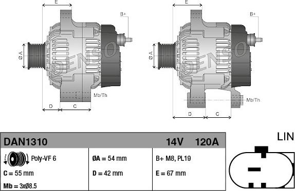 Denso DAN1310 - Laturi inparts.fi