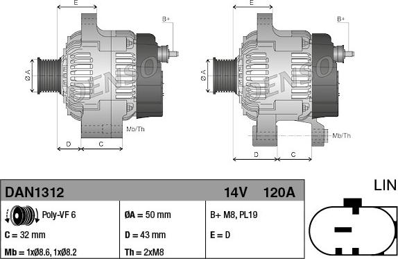 Denso DAN1312 - Laturi inparts.fi