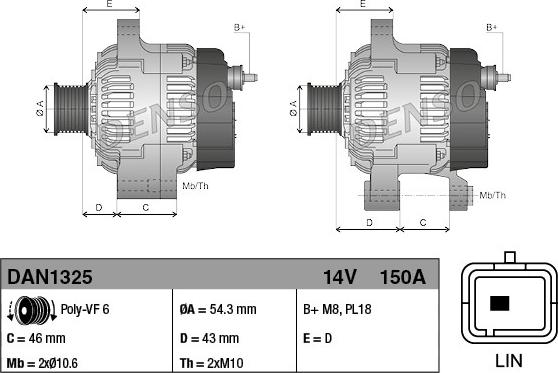 Denso DAN1325 - Laturi inparts.fi