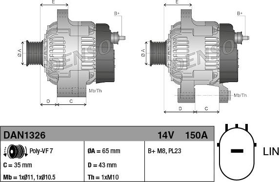 Denso DAN1326 - Laturi inparts.fi