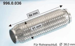 Eberspächer 996.0.036 - Joustoputki, pakoputkisto inparts.fi
