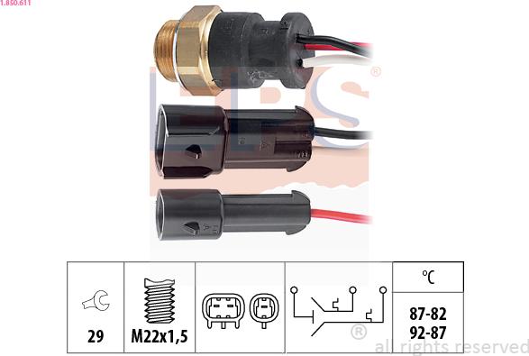 EPS 1.850.611 - Lämpökytkin, jäähdyttimen puhallin inparts.fi