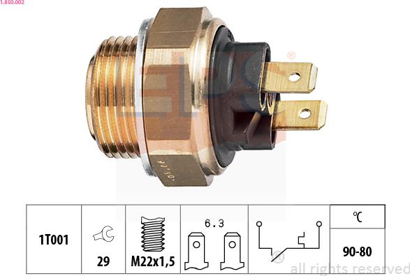 EPS 1-850-002 - Lämpökytkin, jäähdyttimen puhallin inparts.fi