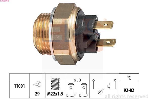 EPS 1-850-016 - Lämpökytkin, jäähdyttimen puhallin inparts.fi