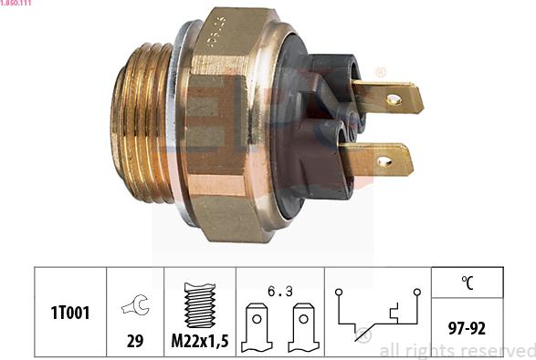 EPS 1-850-111 - Lämpökytkin, jäähdyttimen puhallin inparts.fi