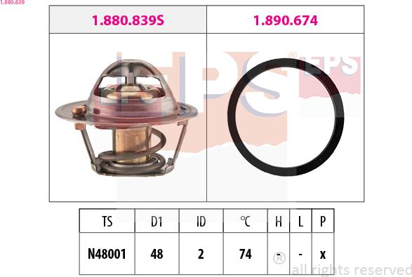 EPS 1.880.839 - Termostaatti, jäähdytysneste inparts.fi