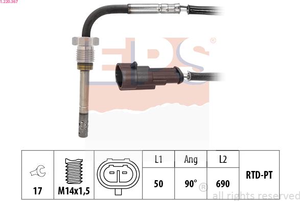 EPS 1.220.367 - Tunnistin, pakokaasulämpötila inparts.fi