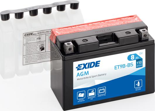 Exide ET9B-BS - Käynnistysakku inparts.fi