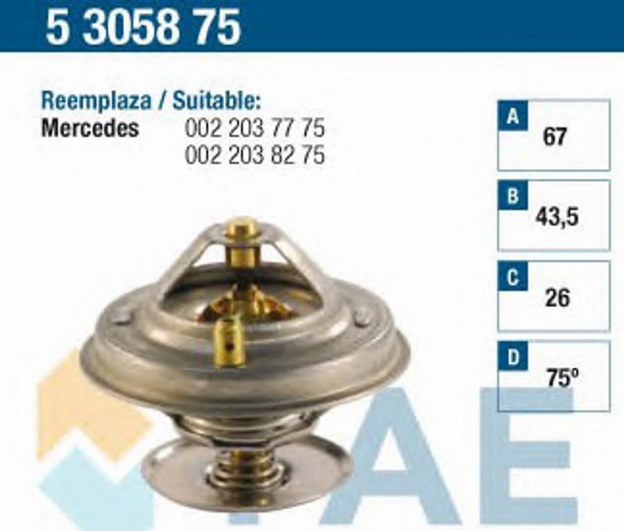 FAE 5305875 - Termostaatti, jäähdytysneste inparts.fi