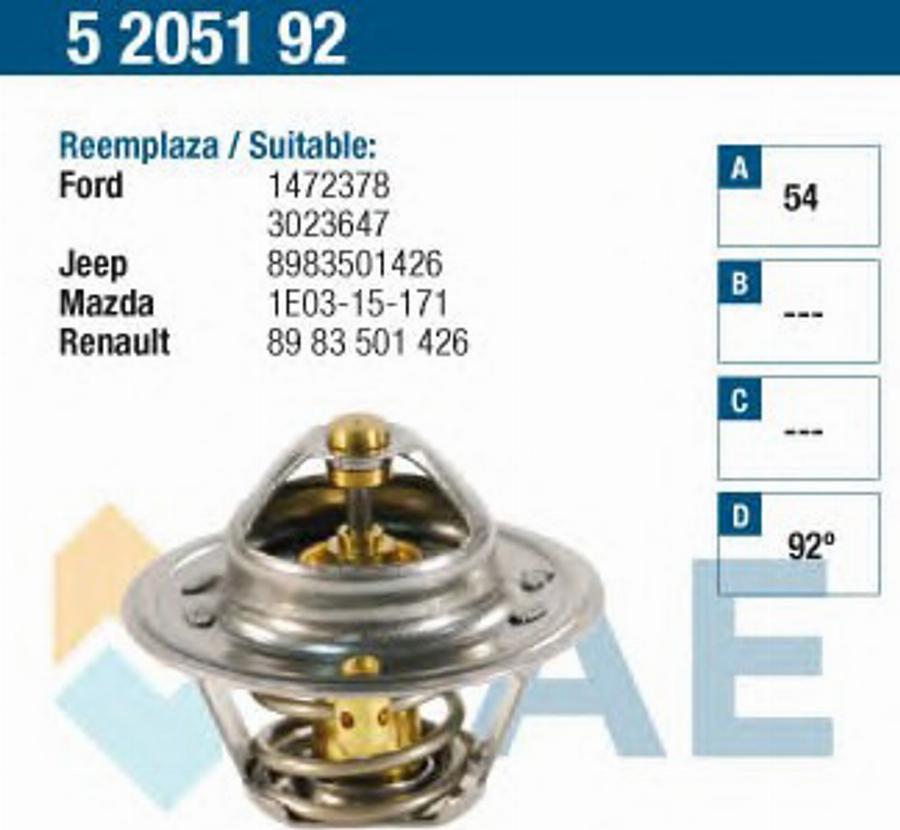 FAE 5205192 - Termostaatti, jäähdytysneste inparts.fi