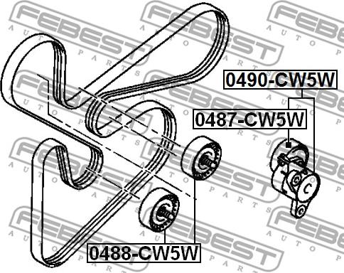 Febest 0490-CW5W - Hihnankiristin, moniurahihna inparts.fi