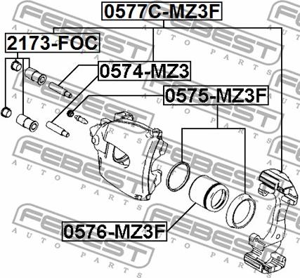 Febest 0575-MZ3F - Korjaussarja, jarrusatula inparts.fi