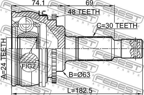 Febest 0110-KLH22A48R - Nivelsarja, vetoakseli inparts.fi