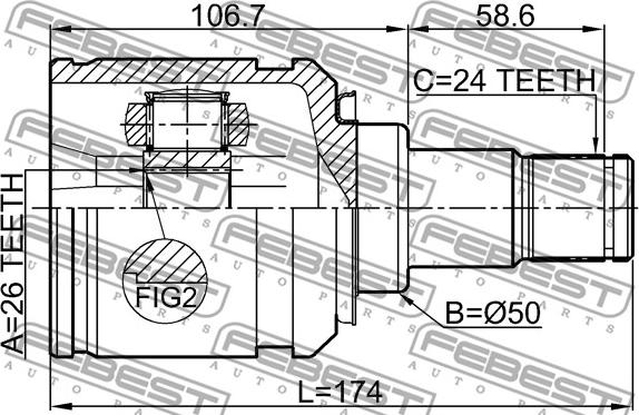 Febest 0111-AGV10LH - Nivelsarja, vetoakseli inparts.fi