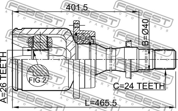 Febest 0111-AZT250RH - Nivelsarja, vetoakseli inparts.fi