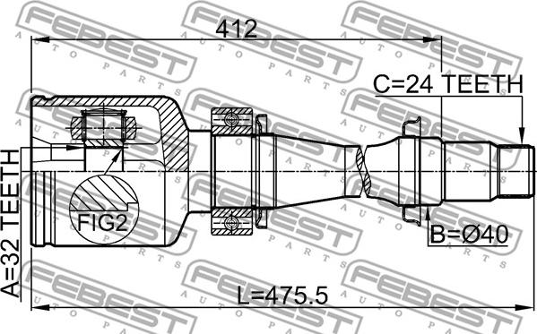 Febest 0111-CDT220RH - Nivelsarja, vetoakseli inparts.fi