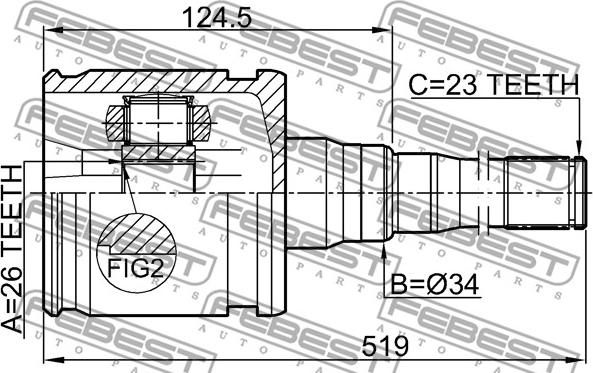 Febest 0111-MCX20RH - Nivelsarja, vetoakseli inparts.fi