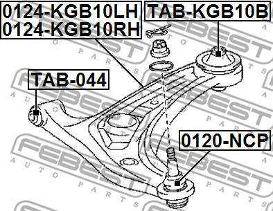 Febest 0124-KGB10LH - Tukivarsi, pyöräntuenta inparts.fi