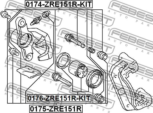 Febest 0174-ZRE151R-KIT - Ohjaustappi, jarrusatula inparts.fi